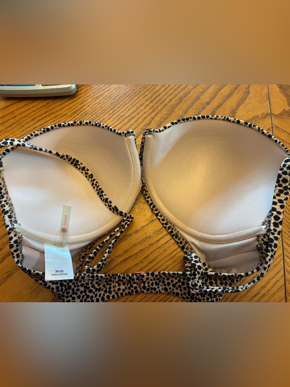 Shade & Shore Leopard-Print bathing suit top 34 dd in Cream and Black 2 for 1 - Picture 5 of 7